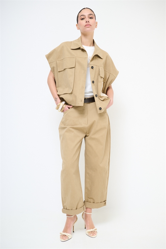 PANTALONE BALLOON CON TASCA UNCINETTO DIETRO CAMMELLO