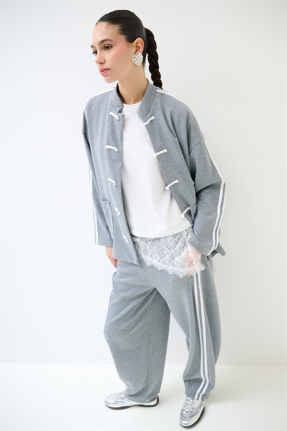 PANTALONE BALLOON CON BANDE GRIGIO