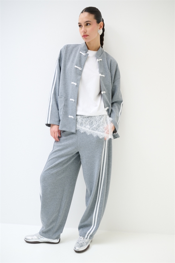 PANTALONE BALLOON CON BANDE GRIGIO