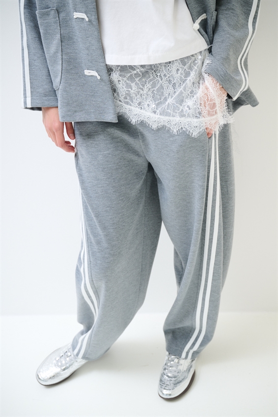 PANTALONE BALLOON CON BANDE GRIGIO