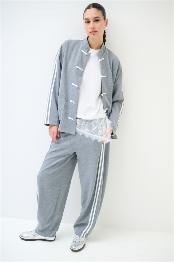 PANTALONE BALLOON CON BANDE GRIGIO