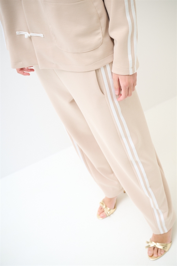 PANTALONE BALLOON CON BANDE SABBIA