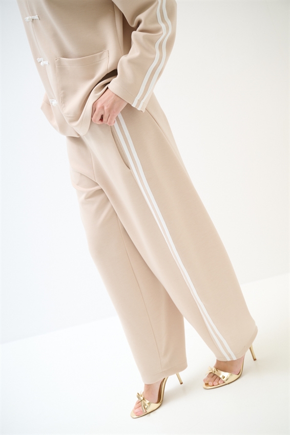 PANTALONE BALLOON CON BANDE SABBIA