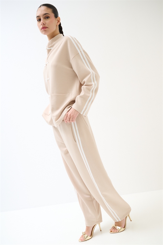 PANTALONE BALLOON CON BANDE SABBIA