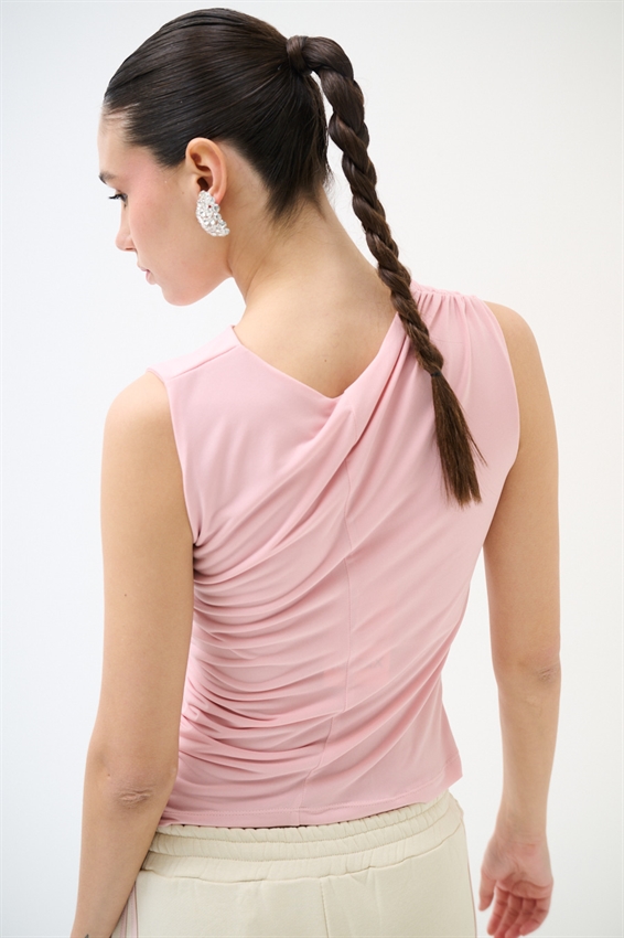 TOP SMANICATO CON RIPRESE LATERALI CIPRIA