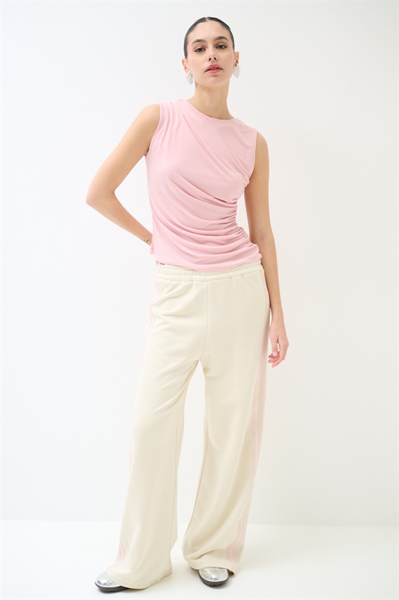 TOP SMANICATO CON RIPRESE LATERALI CIPRIA