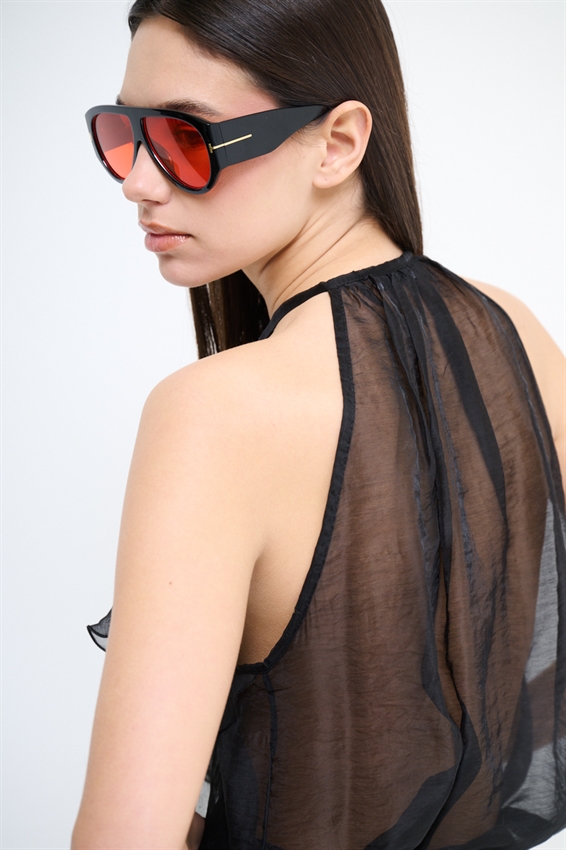 TOP CON ROUCHES NERO