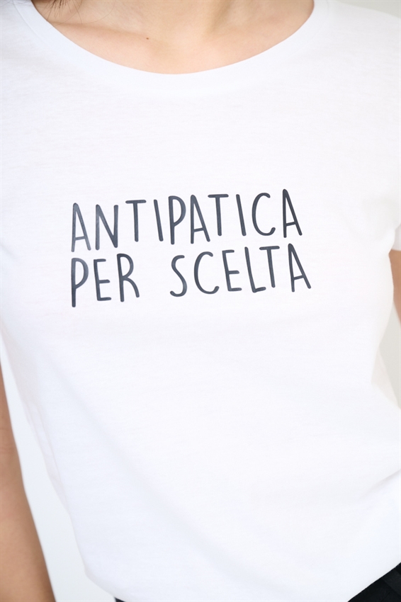 T-SHIRT BASIC STAMPA ANTIPATICA PER SCELTA BIANCO