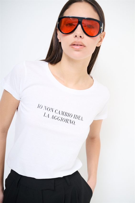 T-SHIRT BASIC STAMPA NON CAMBIO IDEA BIANCO