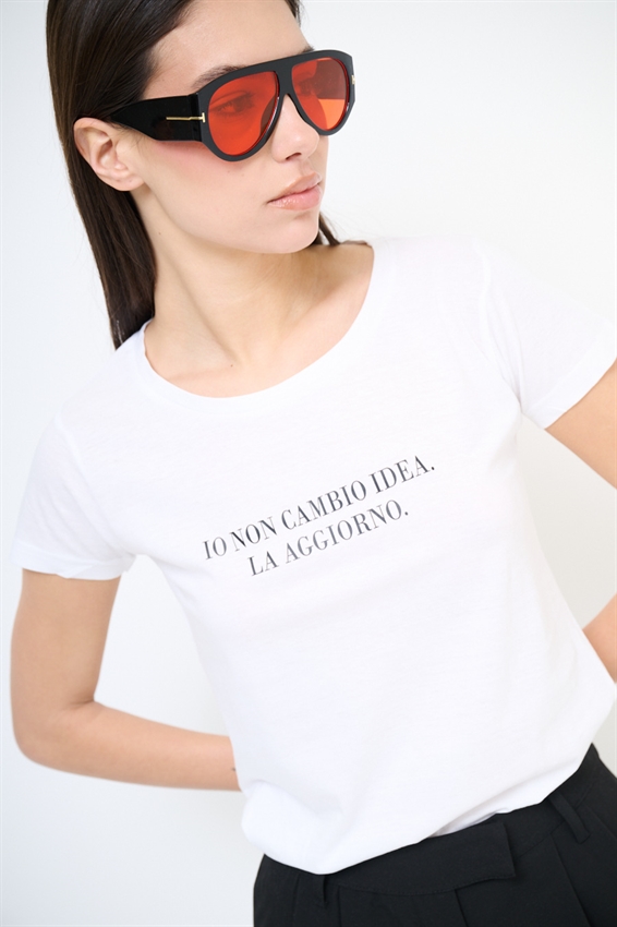 T-SHIRT BASIC STAMPA NON CAMBIO IDEA BIANCO