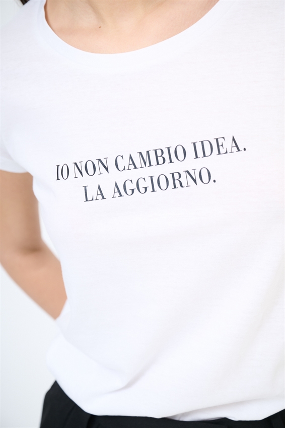 T-SHIRT BASIC STAMPA NON CAMBIO IDEA BIANCO