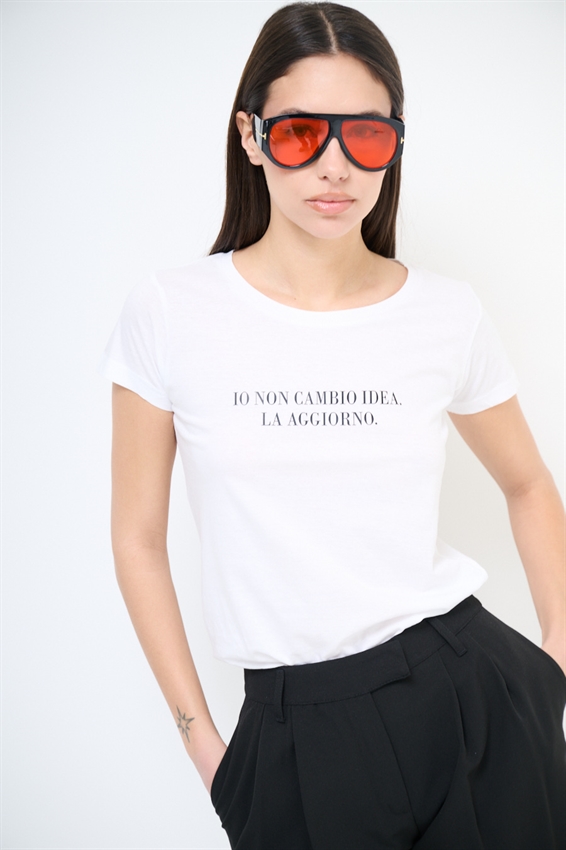 T-SHIRT BASIC STAMPA NON CAMBIO IDEA BIANCO