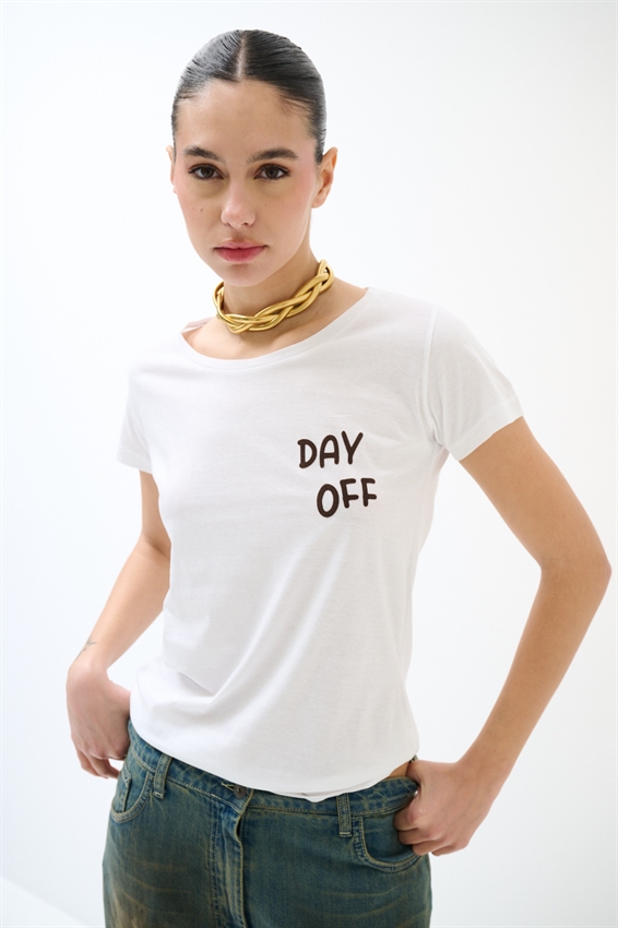 T-SHIRT BASIC STAMPA DAY OFF MORO