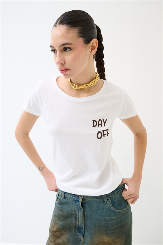 T-SHIRT BASIC STAMPA DAY OFF MORO