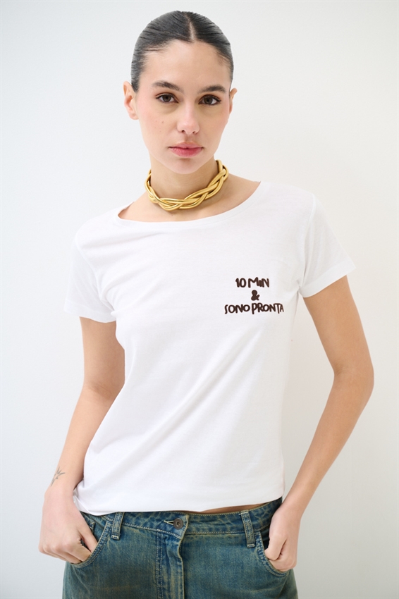 T-SHIRT BASIC STAMPA 10 MIN E SONO PRONTA MORO