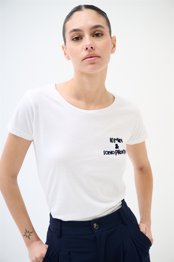 T-SHIRT BASIC STAMPA 10 MIN E SONO PRONTA NAVY
