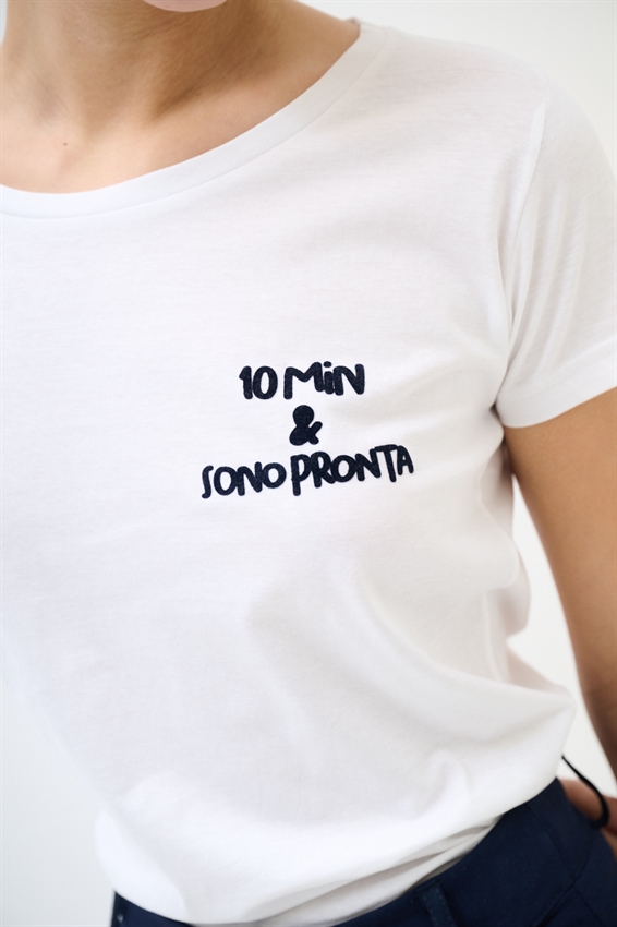 T-SHIRT BASIC STAMPA 10 MIN E SONO PRONTA NAVY