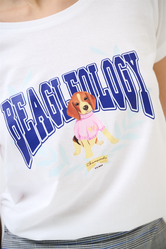 T-SHIRT STAMPA BEAGLE + SCRITTA NAVY