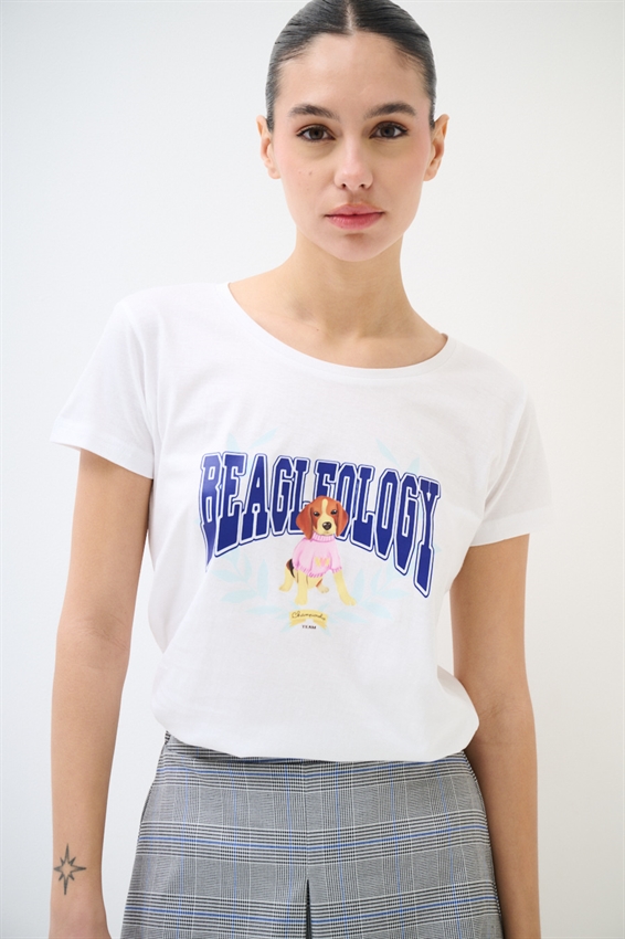 T-SHIRT STAMPA BEAGLE + SCRITTA NAVY