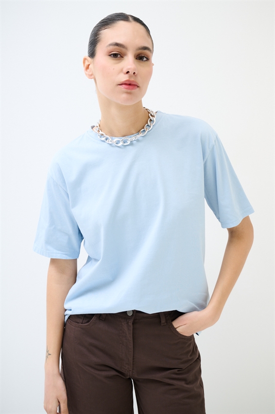 T-SHIRT BASIC TINTA UNITA CELESTE