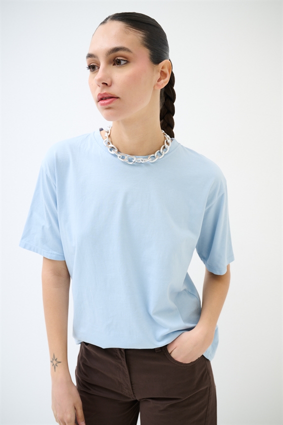 T-SHIRT BASIC TINTA UNITA CELESTE