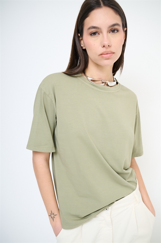 T-SHIRT BASIC TINTA UNITA VERDE MILITARE