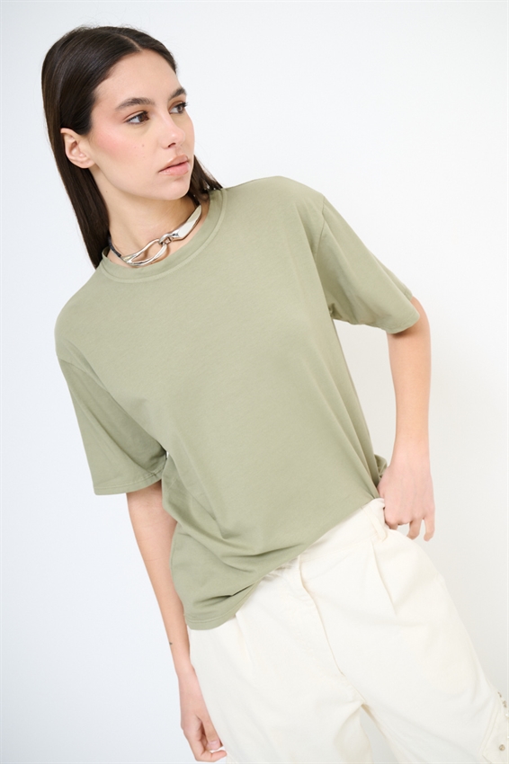 T-SHIRT BASIC TINTA UNITA VERDE MILITARE