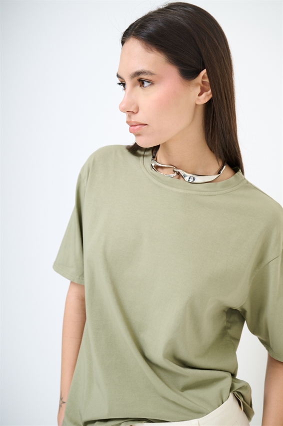 T-SHIRT BASIC TINTA UNITA VERDE MILITARE