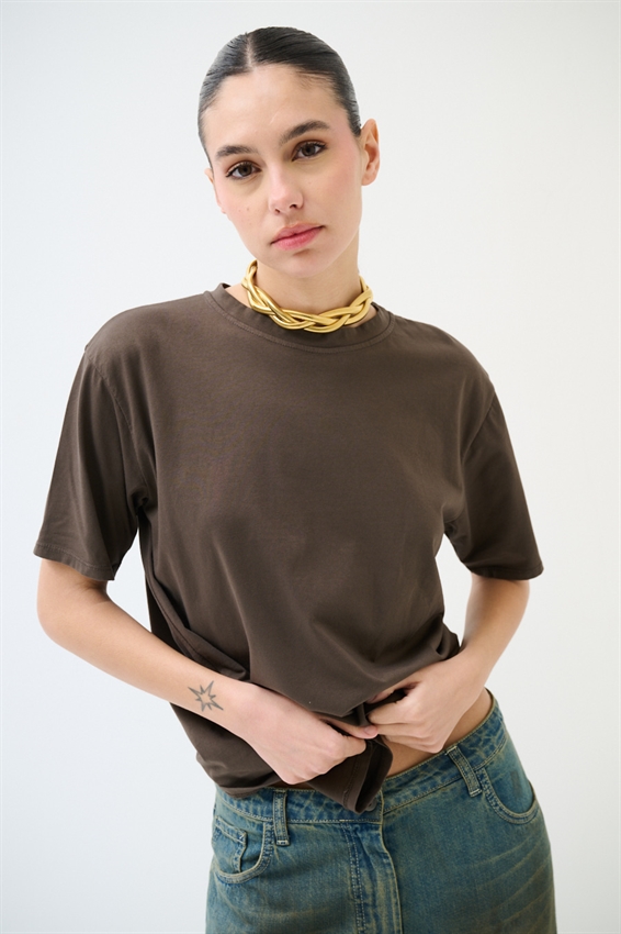 T-SHIRT BASIC TINTA UNITA MORO