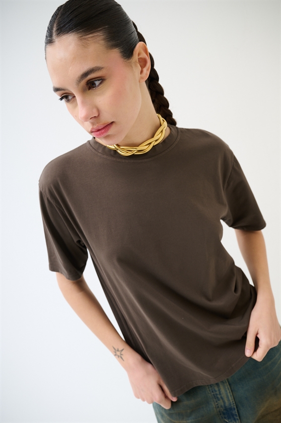 T-SHIRT BASIC TINTA UNITA MORO