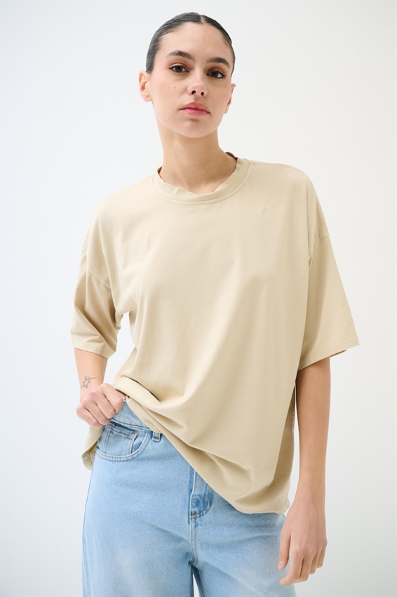 T-SHIRT OVER TINTA UNITA BEIGE