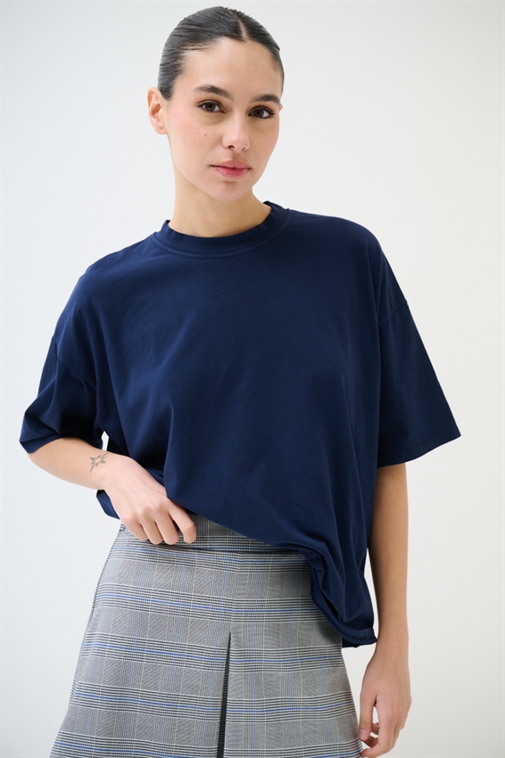 T-SHIRT OVER TINTA UNITA BLU