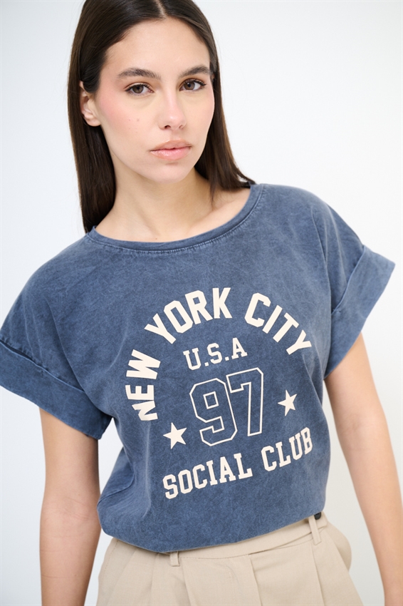 T-SHIRT STAMPA NEW YORK GLOW IN THE DARK GRIGIO