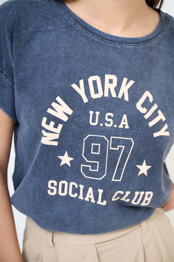 T-SHIRT STAMPA NEW YORK GLOW IN THE DARK GRIGIO