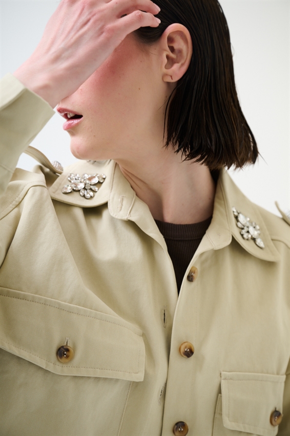 CAMICIONE OVER CON APPLICAZIONI SABBIA