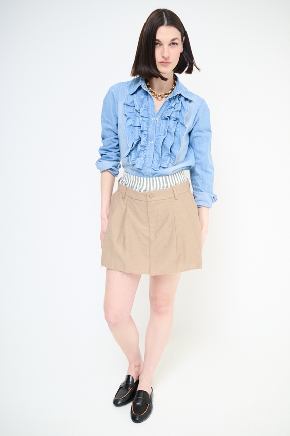 CAMICIA JEANS CON GALE BLU CHIARO