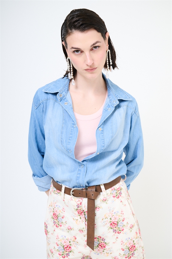 CAMICIA JEANS BLU CHIARO