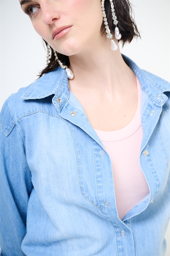 CAMICIA JEANS BLU CHIARO