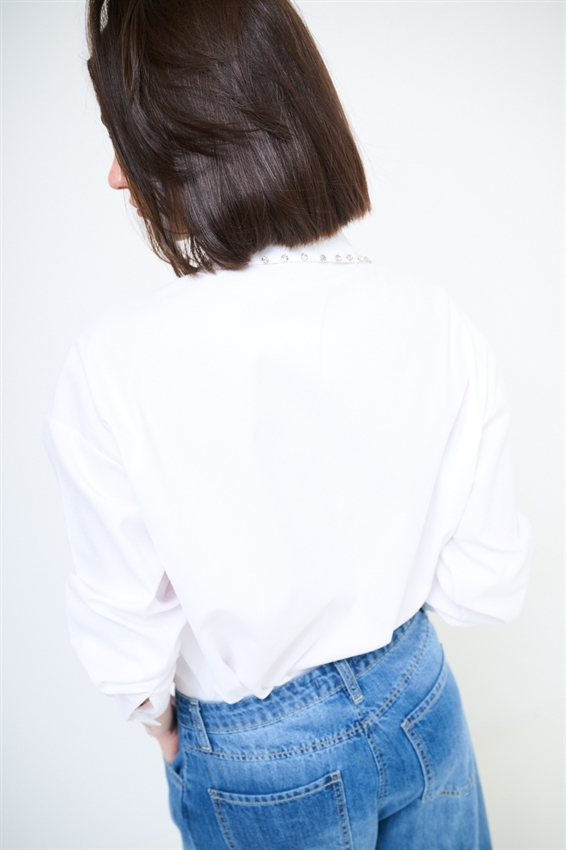 CAMICIA OVER OXFORD CON CASTONI BIANCO