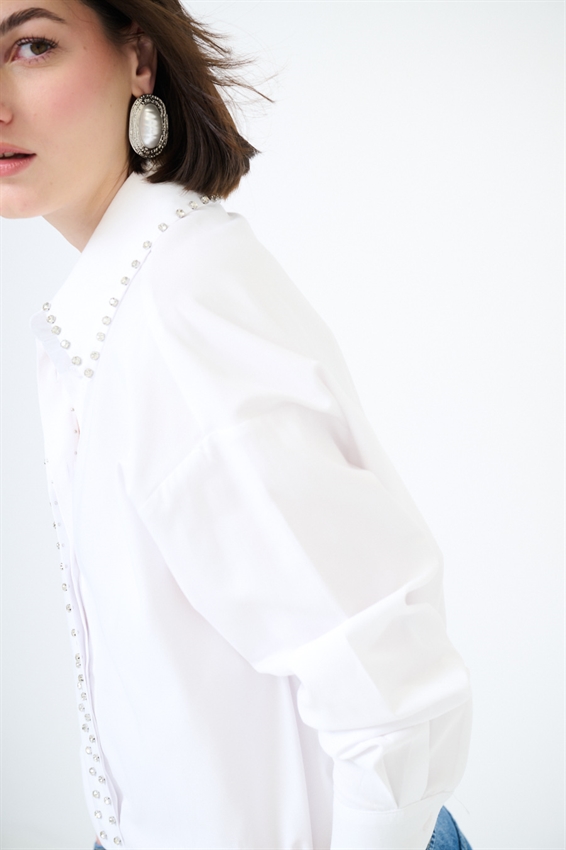 CAMICIA OVER OXFORD CON CASTONI BIANCO