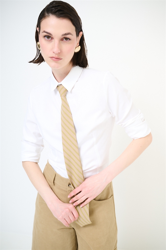 CAMICIA OXFORD SLIM CON CRAVATTA BIANCO