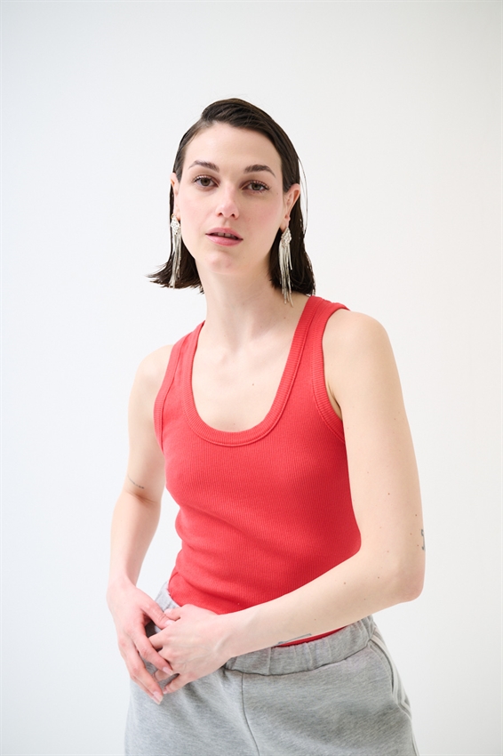 CANOTTA COSTINA CON SCOLLO ROSSO