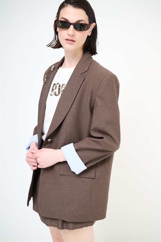 GIACCA OVERSIZE CON FODERA RIGHE A TAGLIO VIVO MORO