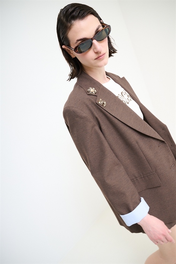 GIACCA OVERSIZE CON FODERA RIGHE A TAGLIO VIVO MORO