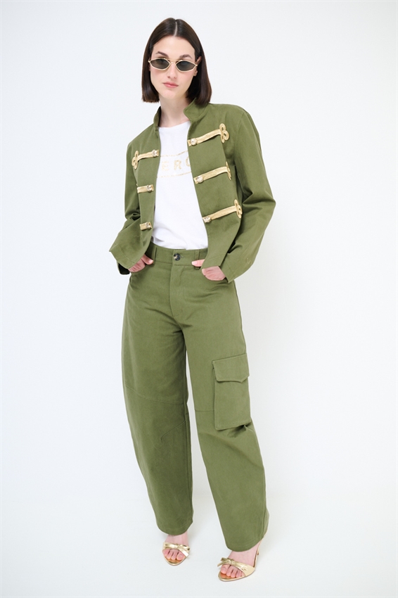 GIACCA NAPOLEONICA CON ALAMARI VERDE MILITARE