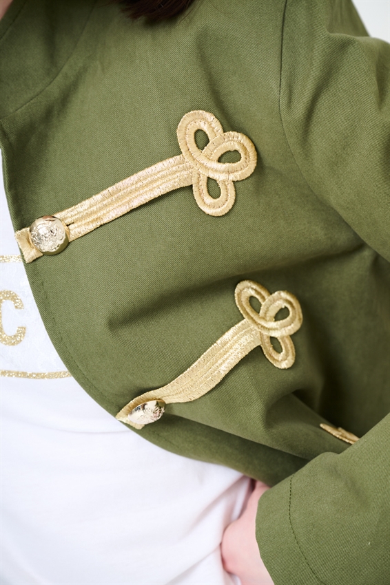 GIACCA NAPOLEONICA CON ALAMARI VERDE MILITARE