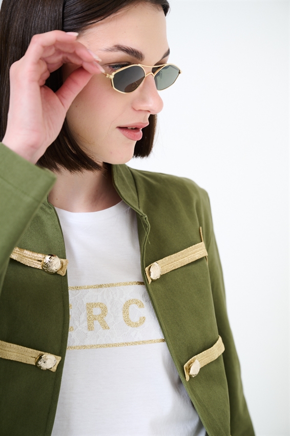 GIACCA NAPOLEONICA CON ALAMARI VERDE MILITARE