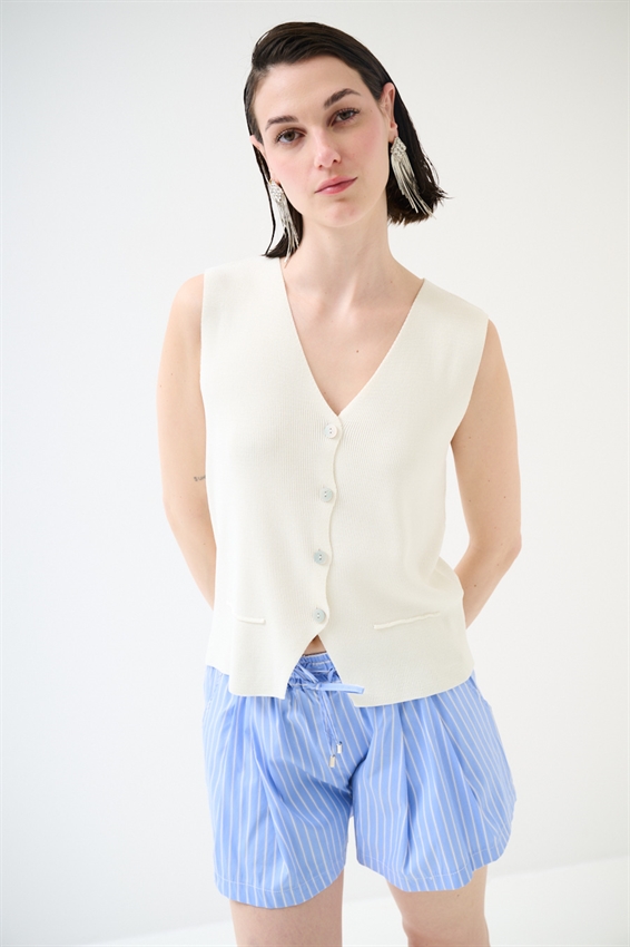 GILET CON BOTTONI A COSTINE BURRO