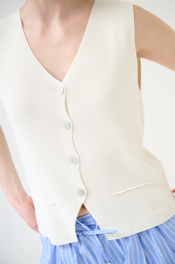 GILET CON BOTTONI A COSTINE BURRO