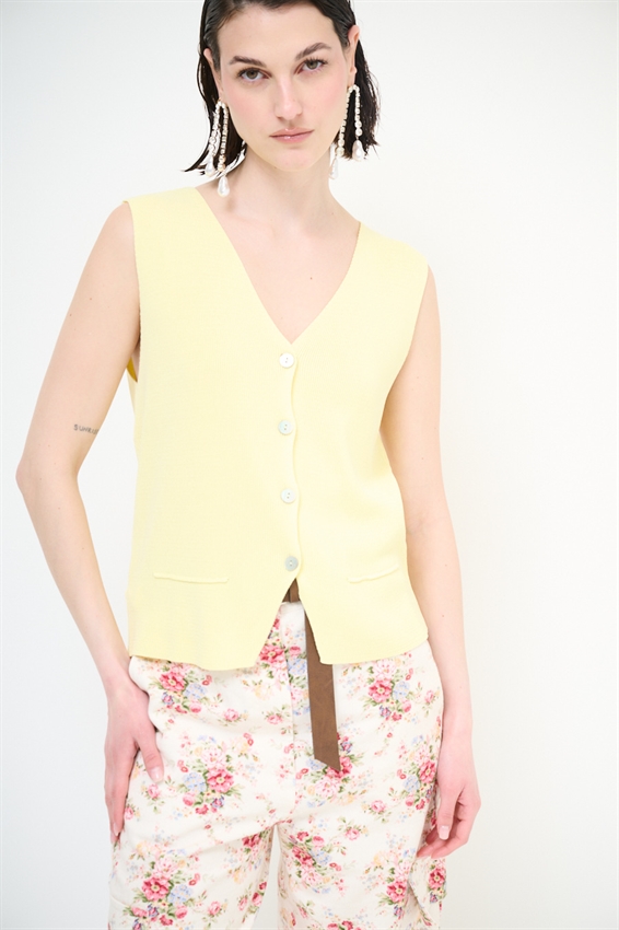 GILET CON BOTTONI A COSTINE GIALLO